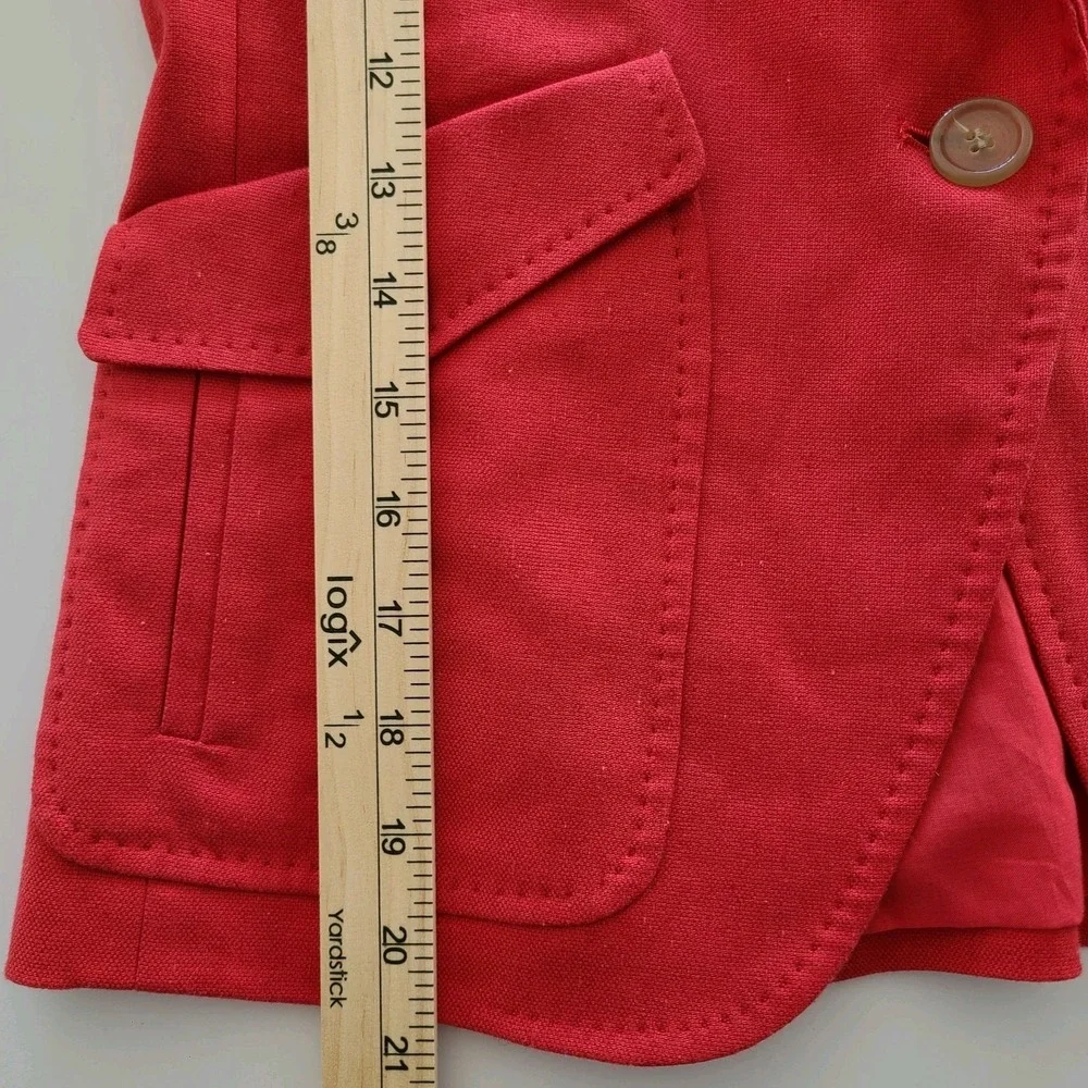 NWT Talbot's Women's Red/Coral Linen Blend One Button Blazer Career Office Sz 4 - Picture 10 of 10